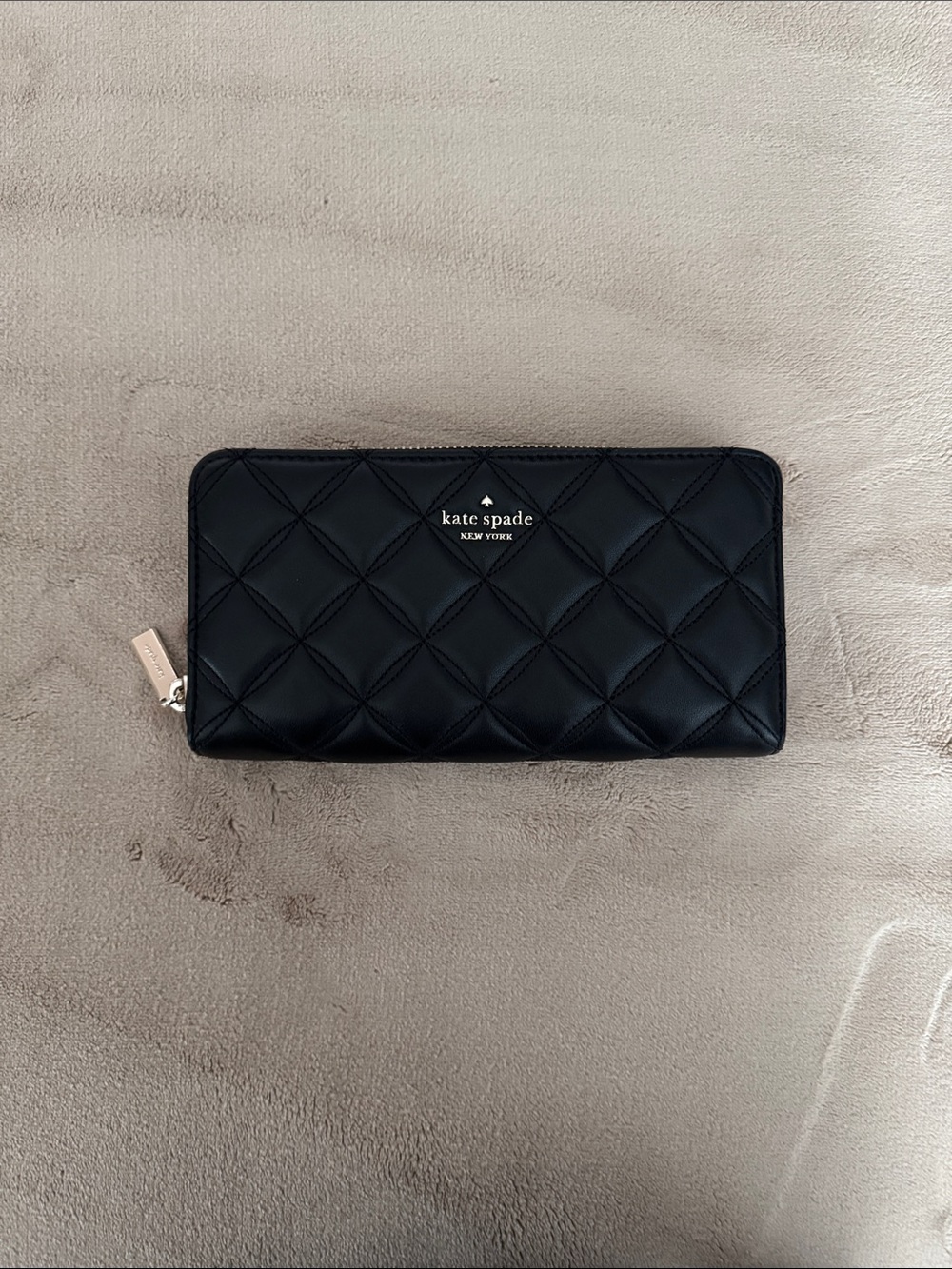 kate spade Quilted Black Zip-Around Wallet